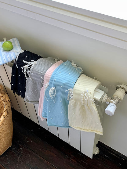 5 Color Options Beaded Details Rolled-Trim Leg Warmers