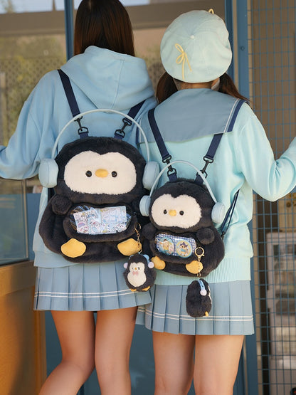 Dark Blue Cute Penguin-shaped Plush Backpack Middle/Large Size