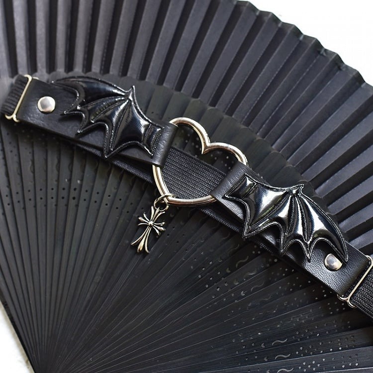 Gothic Devil Wings Black Punk Cross Garter