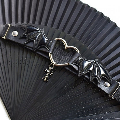 Gothic Devil Wings Black Punk Cross Garter