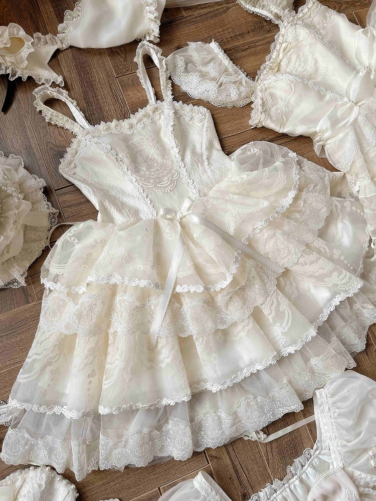 Creamy White Tiered Skirt Princess Lolita Corset Dress