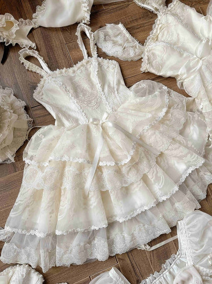 Creamy White Tiered Skirt Princess Lolita Corset Dress