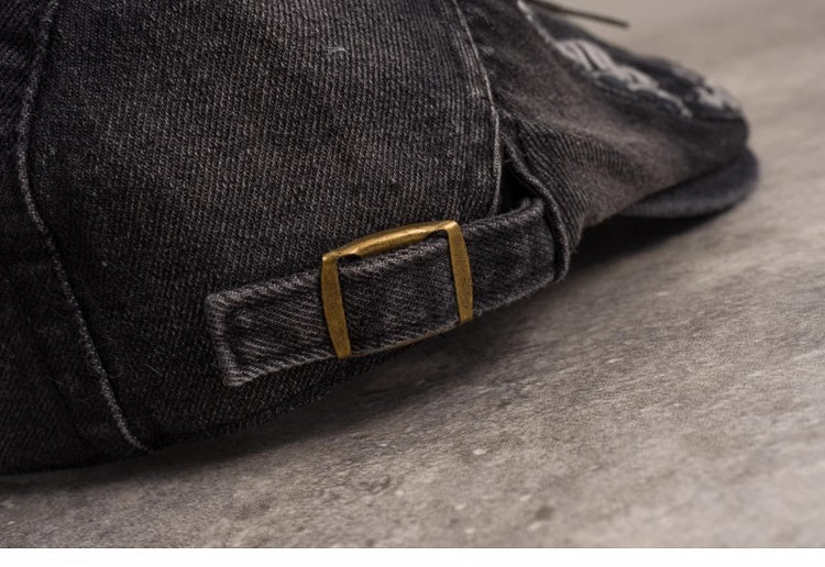 Handmade Butterfly Gray Distressed Holes Gothic Denim Hat