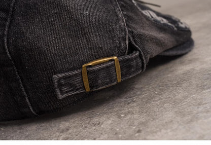 Handmade Butterfly Gray Distressed Holes Gothic Denim Hat