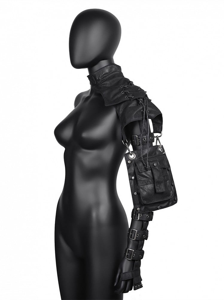 Gothic Punk Black One Shoulder Arm Bag with Buckle Straps