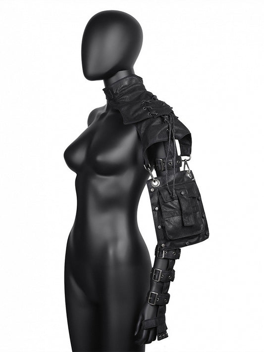 Gothic Punk Black One Shoulder Arm Bag with Buckle Straps