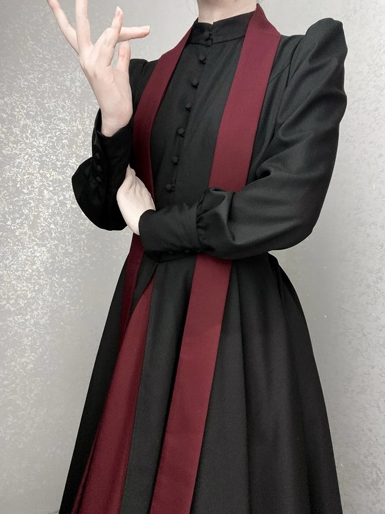 Black and Red Nun Lolita Long Sleeves Dress