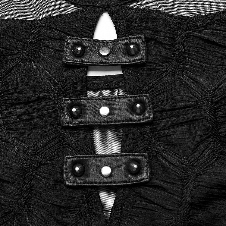 Black Punk Textured Perspective Top