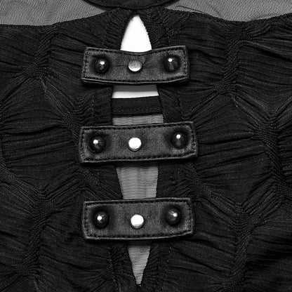 Black Punk Textured Perspective Top