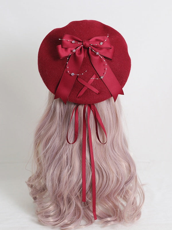 4 Colors Cute Lolita Beret With Bowknot Ribbon