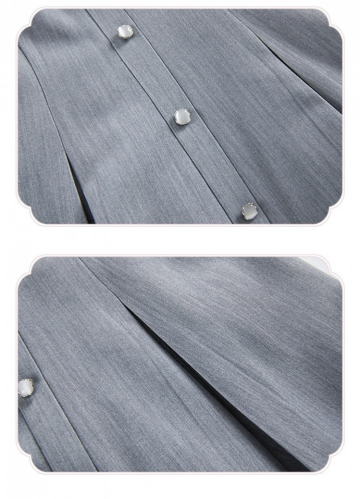 Gray Slim Fit Waist Elegant Lolita Fashion Dress