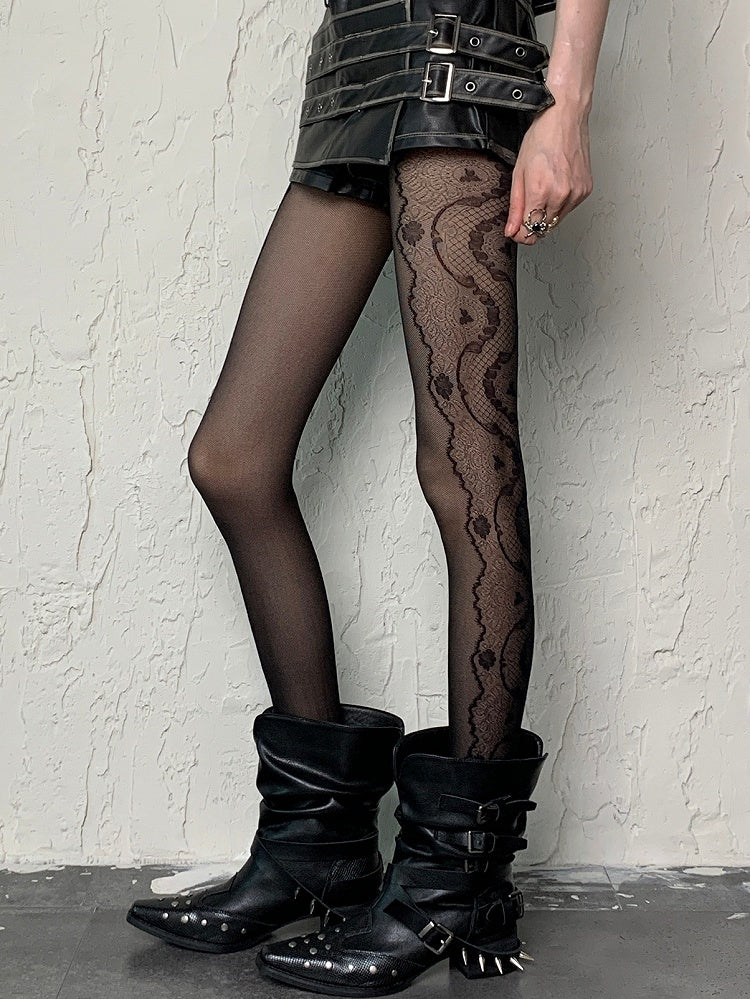 Black/White Y2K Print Design Tights