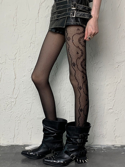 Black/White Y2K Print Design Tights