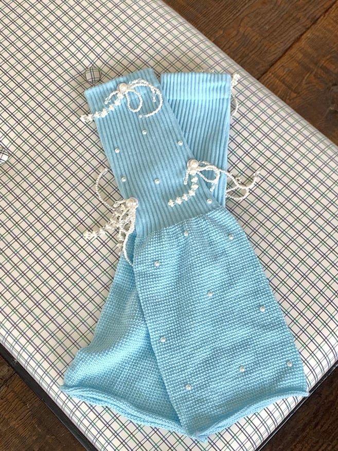 5 Color Options Beaded Details Rolled-Trim Leg Warmers