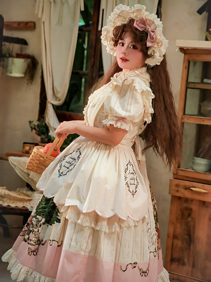 Plus Sizes Available Creamy Short Sleeves Lolita Cotton Dress Sweet Lolita One Piece