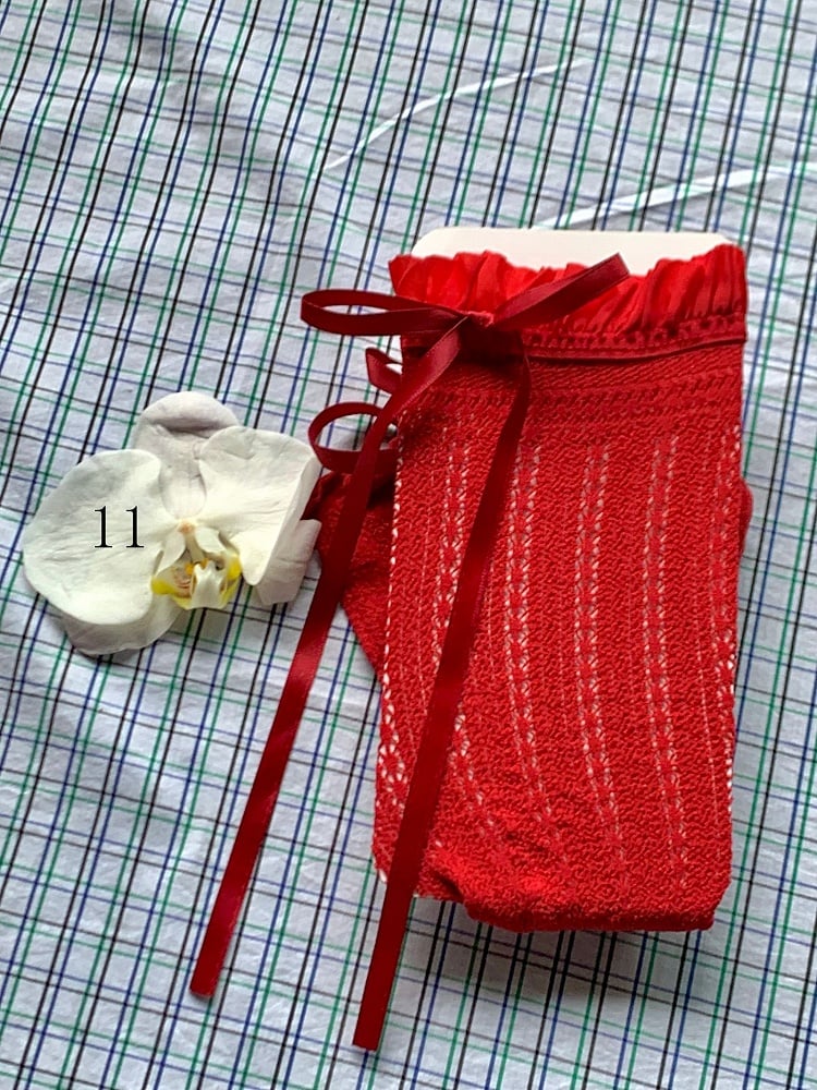 White/Milky White/Black/Red/Purple/Grey/Brown Lolita Lace Trim Bowknot Socks