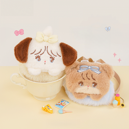 Blue & Brown Cute Teddy Bear-shaped Plushie Coin Purse Key Chain