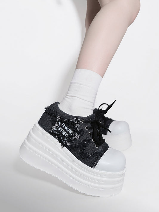Denim Stars Black Punk Rock Platform Sneakers