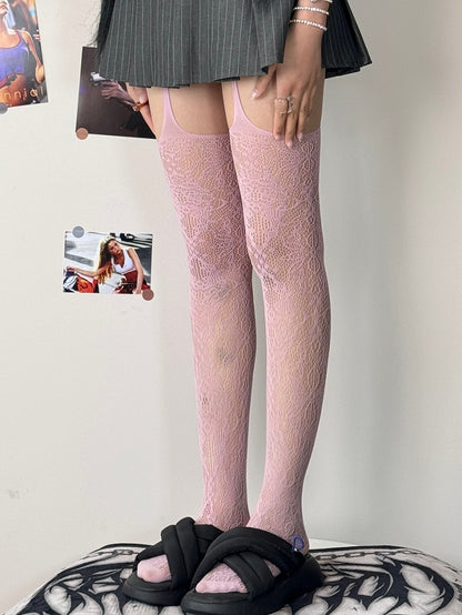 7 Color Options Hollow-out Suspender Stockings