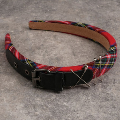 Gothic Buckle Strap Red Plaid KC with Pins