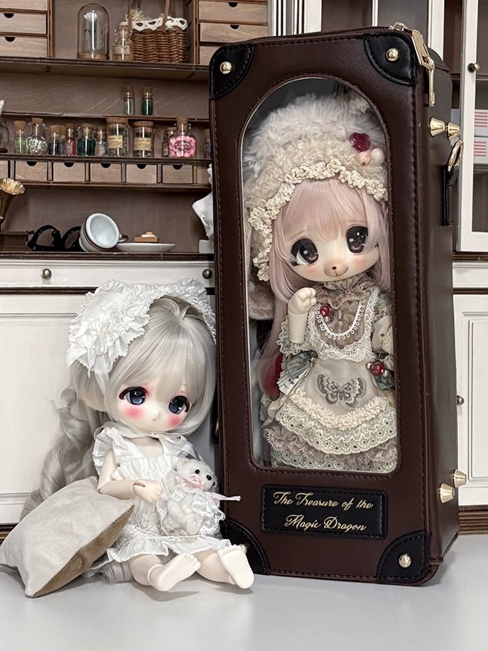 Brown Diamond Pattern 1/6 Scale BJD Doll Bag with Two Straps