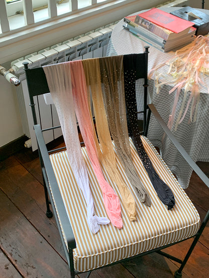 Pink/White/Black/Brown/Nude Rhinestones Decorated Tights