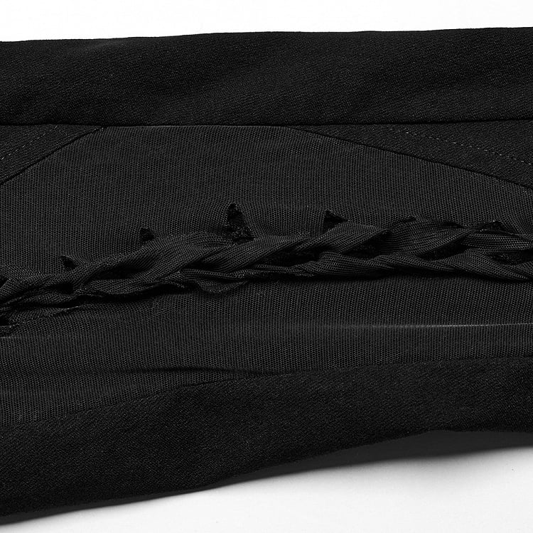 Black Punk Burnt Pattern Hollow Trousers