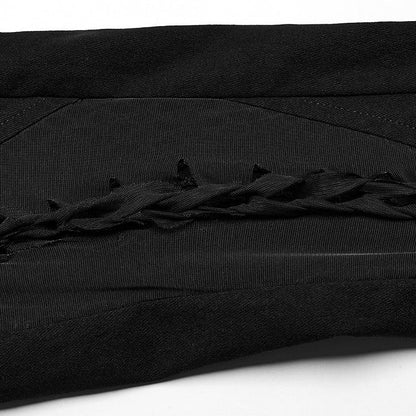 Black Punk Burnt Pattern Hollow Trousers