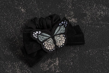 Embroidery Butterfly Black Scrunchie