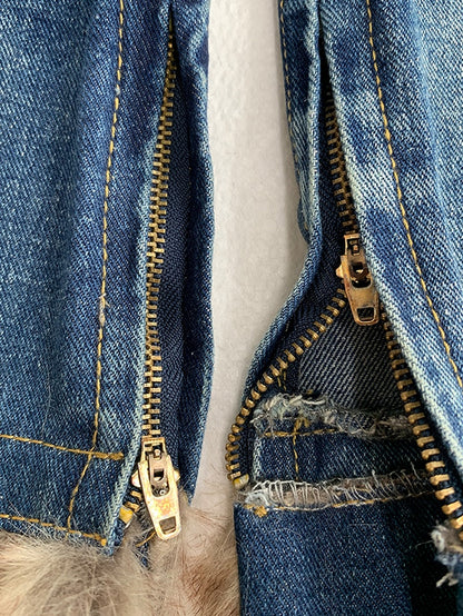 Blue Buckle Straps Flared Denim Leg Warmers