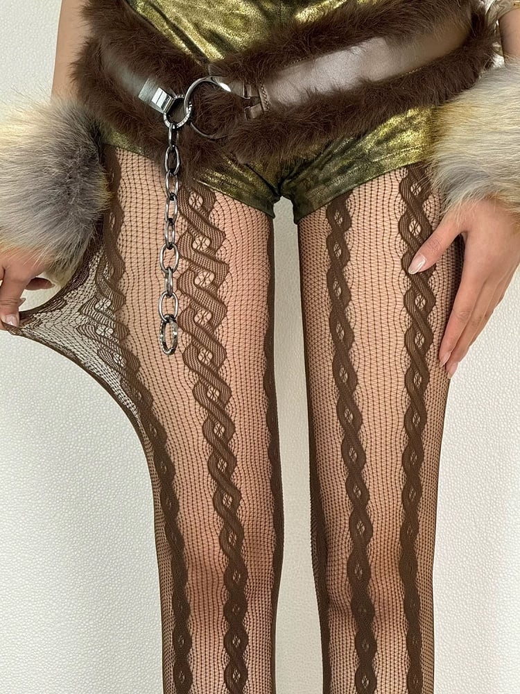 Brown/Purple/Black/White/Gray Y2K Semi-sheer Tights