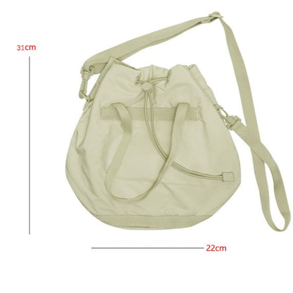 Chic Black Drawstring Bucket Bag With Large Capacity