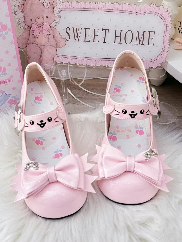 PU Pink Sweet Lolita Mary Janes - Mid-heel with Dog Theme & Puppy Buckle