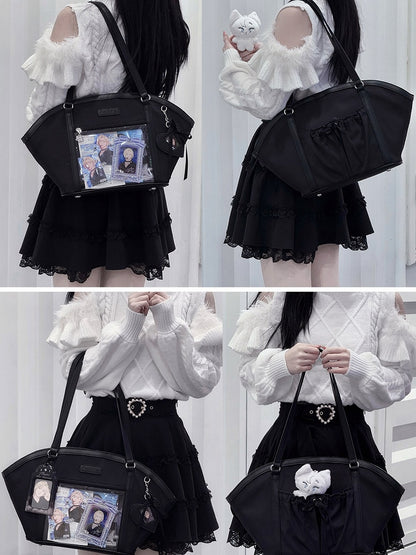 Black Fan-shaped Ita Shoulder Bag