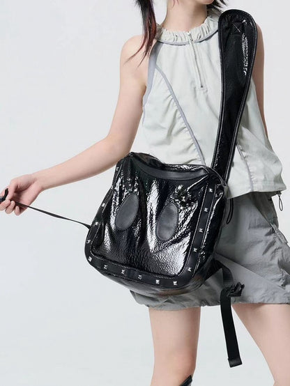 Black Punk Studs Large Capacity Bunny Crossbody