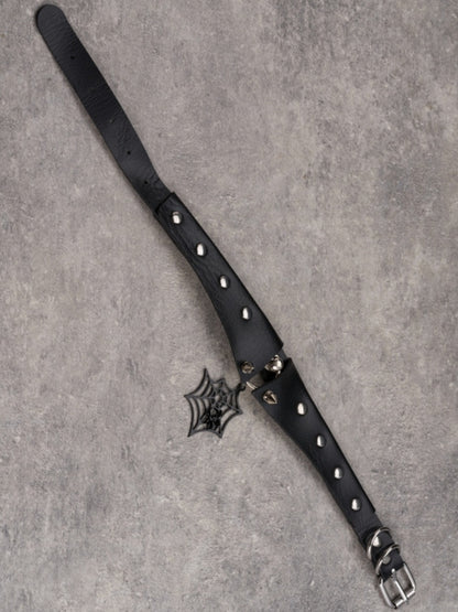 Black Gothic Spiderweb Pendant Studs Design Buckle Choker