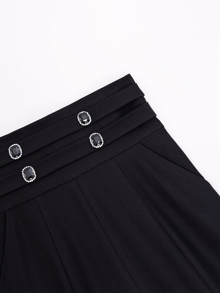 Black Corset Belt High Waist Lace Patched Flared Pants