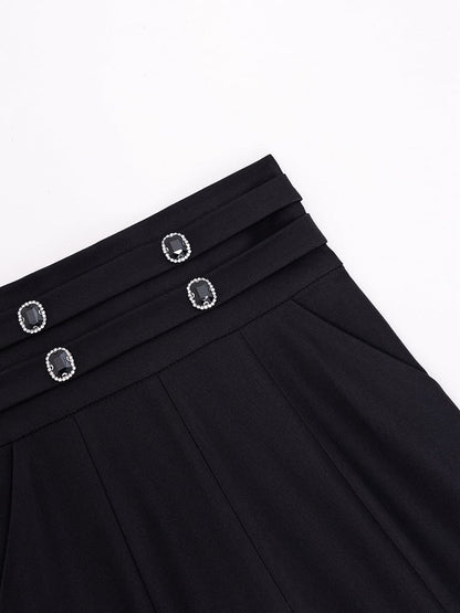 Black Corset Belt High Waist Lace Patched Flared Pants