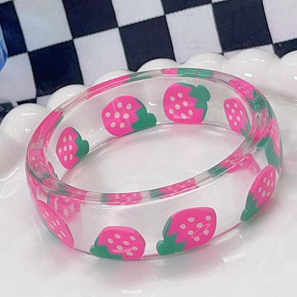 Red/Pink Y2K Strawberry Print Bangle