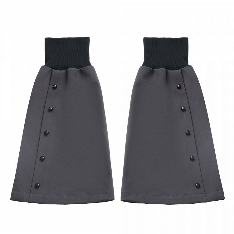 Gray Elastic Cuffs Faux Placket 49CM Flared Leg Warmers