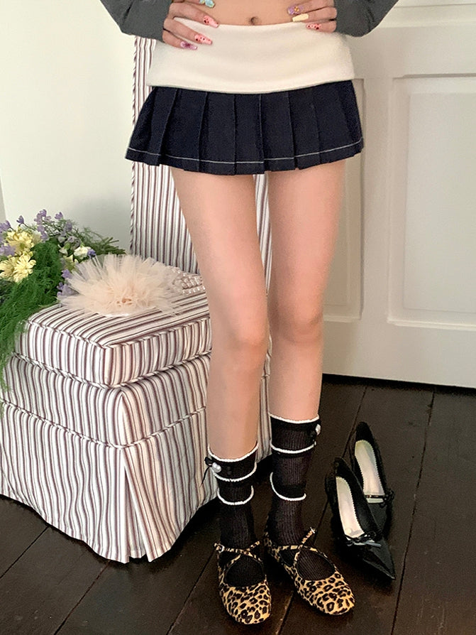 6 Color Options Beaded Heart Decorated Bowknot Detail Loose Calf Socks