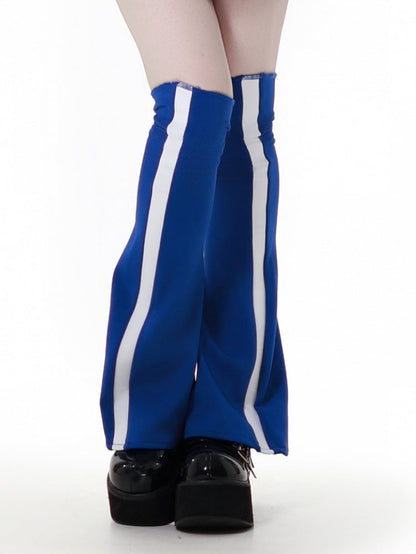 Blue and White Colorblock Design Leg Warmers