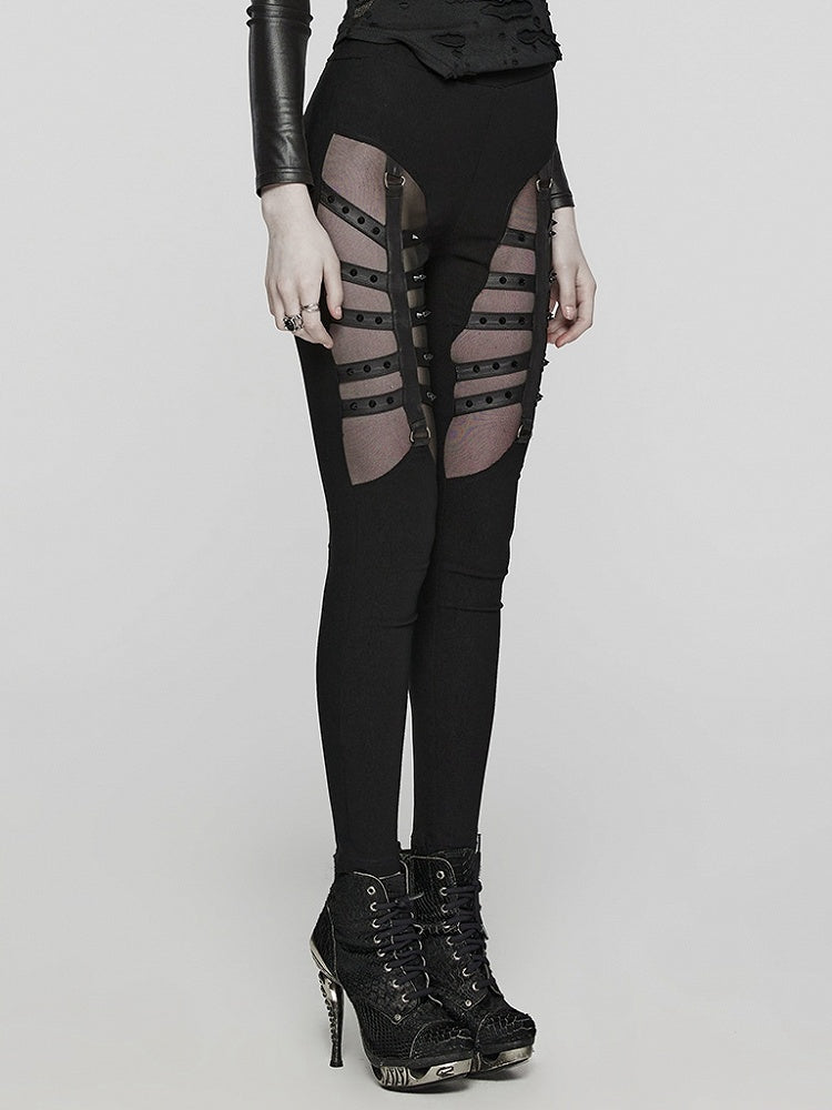 Black Punk Hollow Leggings