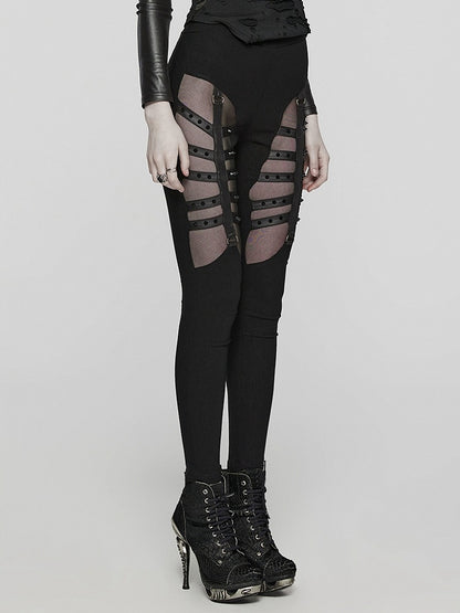 Black Punk Hollow Leggings