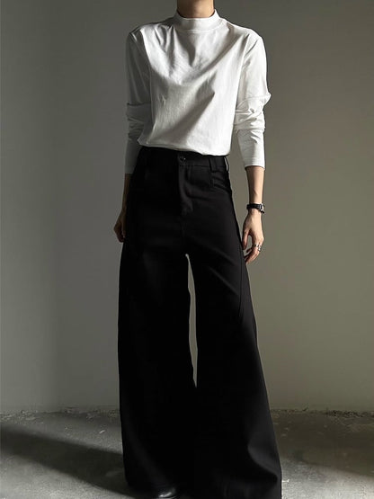 Ouji Lolita White Unisex Long Sleeve T-shirt wtih Mock Neck