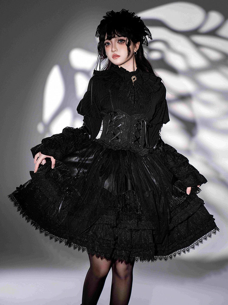 Black Jacquard Gothic Lolita Corset Belt