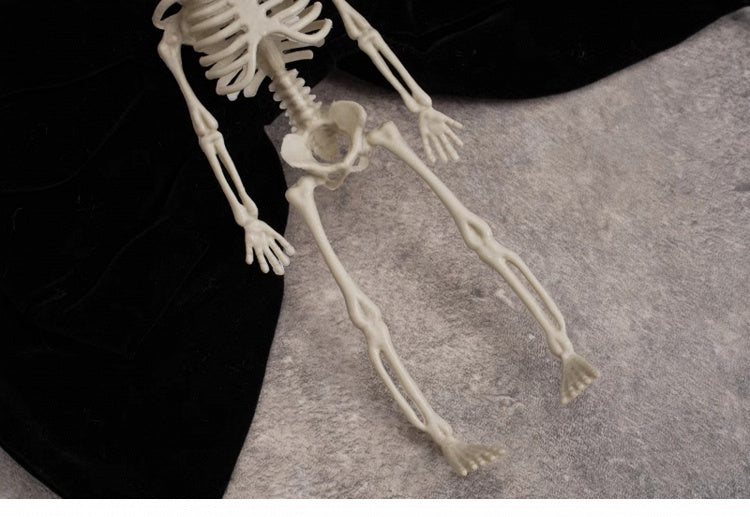 Handmade Skeleton Gothic Black Velvet Big Bow Hairclip with Crosses