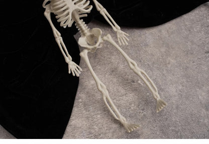 Handmade Skeleton Gothic Black Velvet Big Bow Hairclip with Crosses