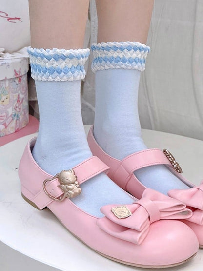 Red/Yellow/Blue/White Lolita Calf Socks