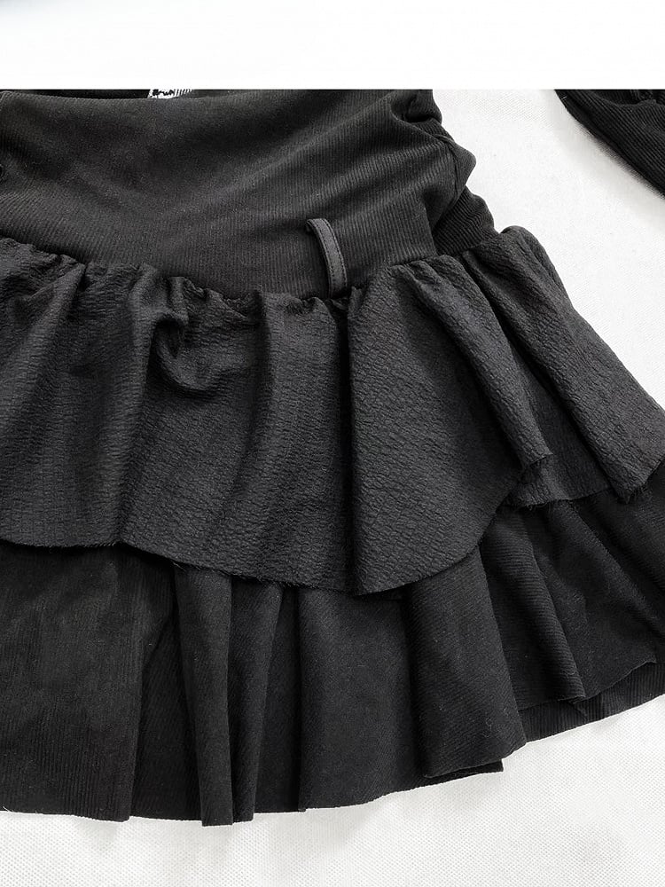 Black Y2K Print Design Dress